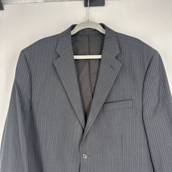 Vintage Ralph Lauren Men 2 Button Blazer Wool Pinstripe Gray Size 46L Jacket - Picture 15 of 15
